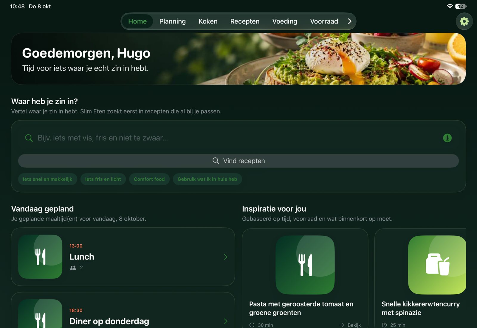 Slim Eten persoonlijke startpagina