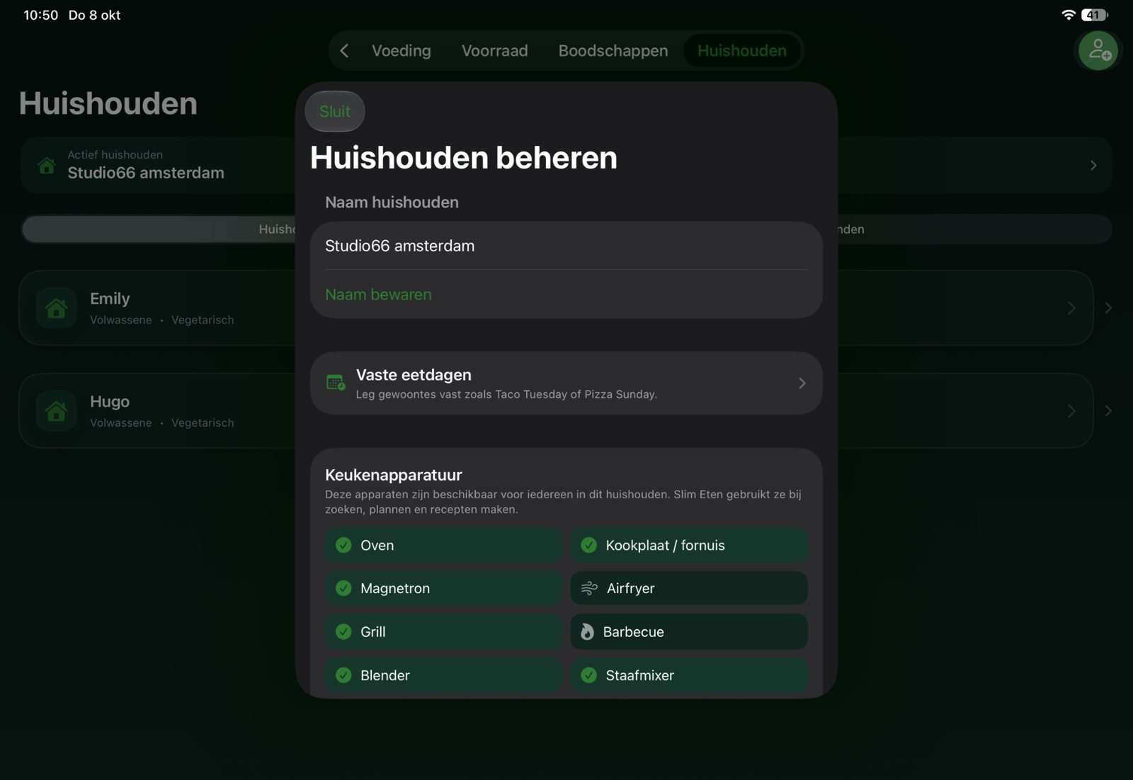 Huishouden met keukenapparatuur