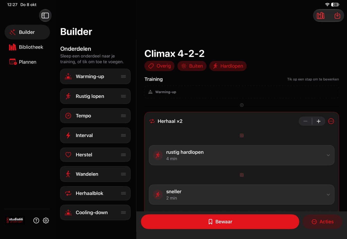 Visuele workout builder op iPad