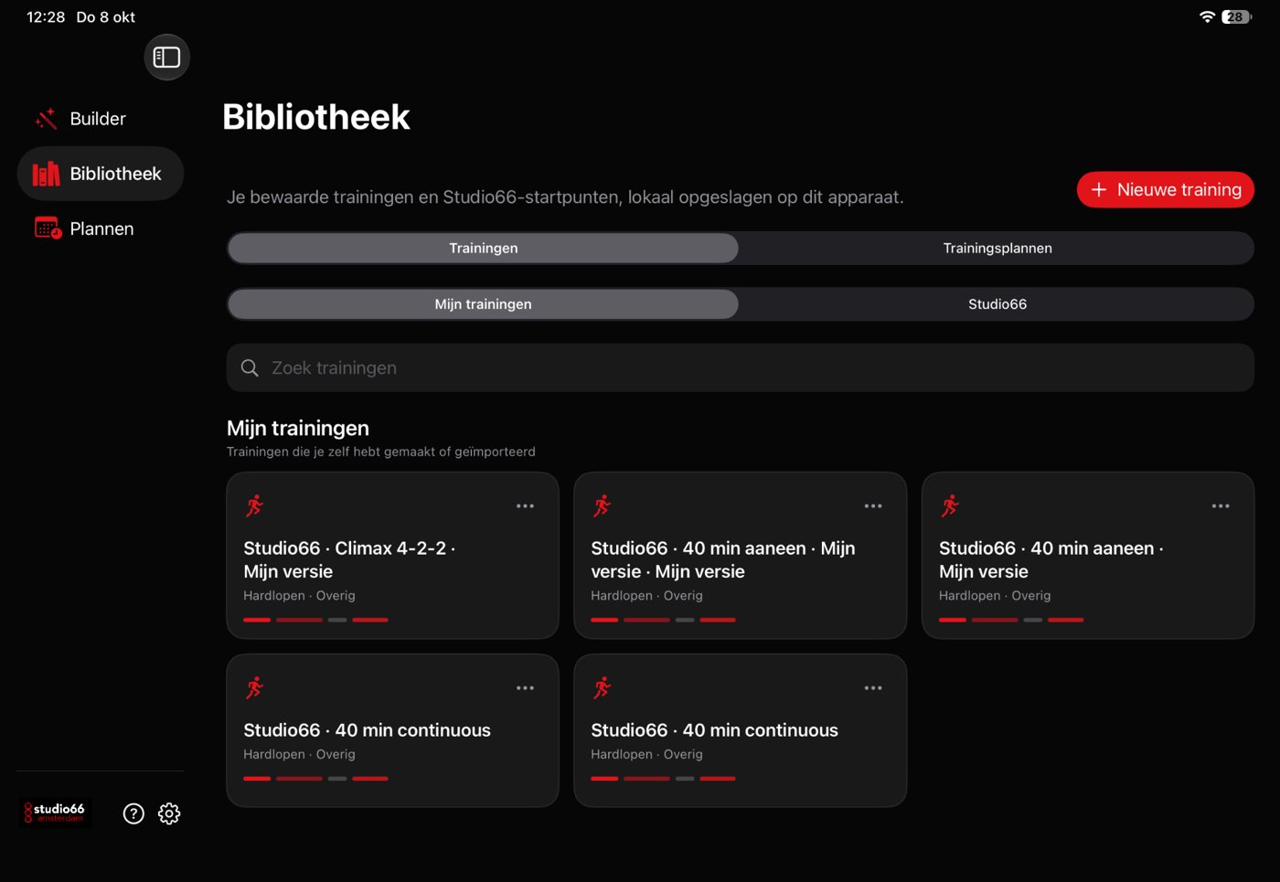 Workoutbibliotheek iPad