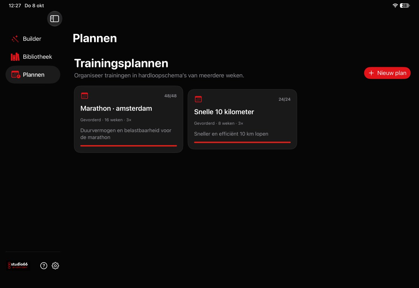 Trainingsplannen iPad