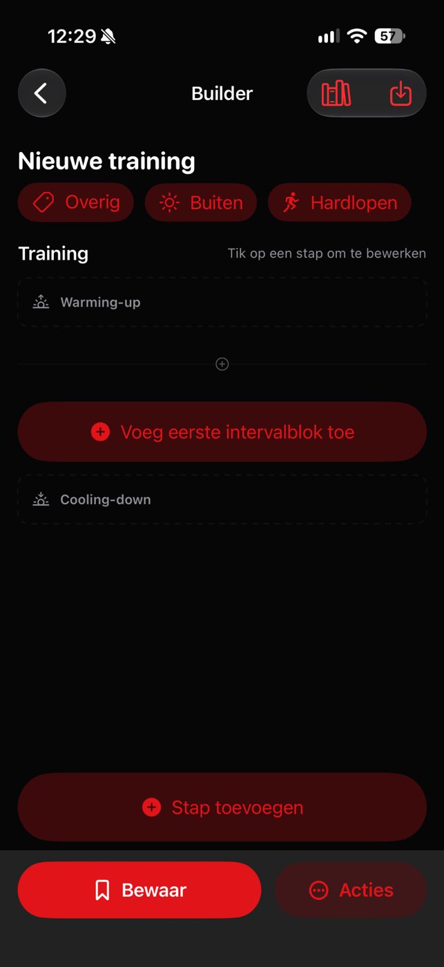 Workout Builder op iPhone