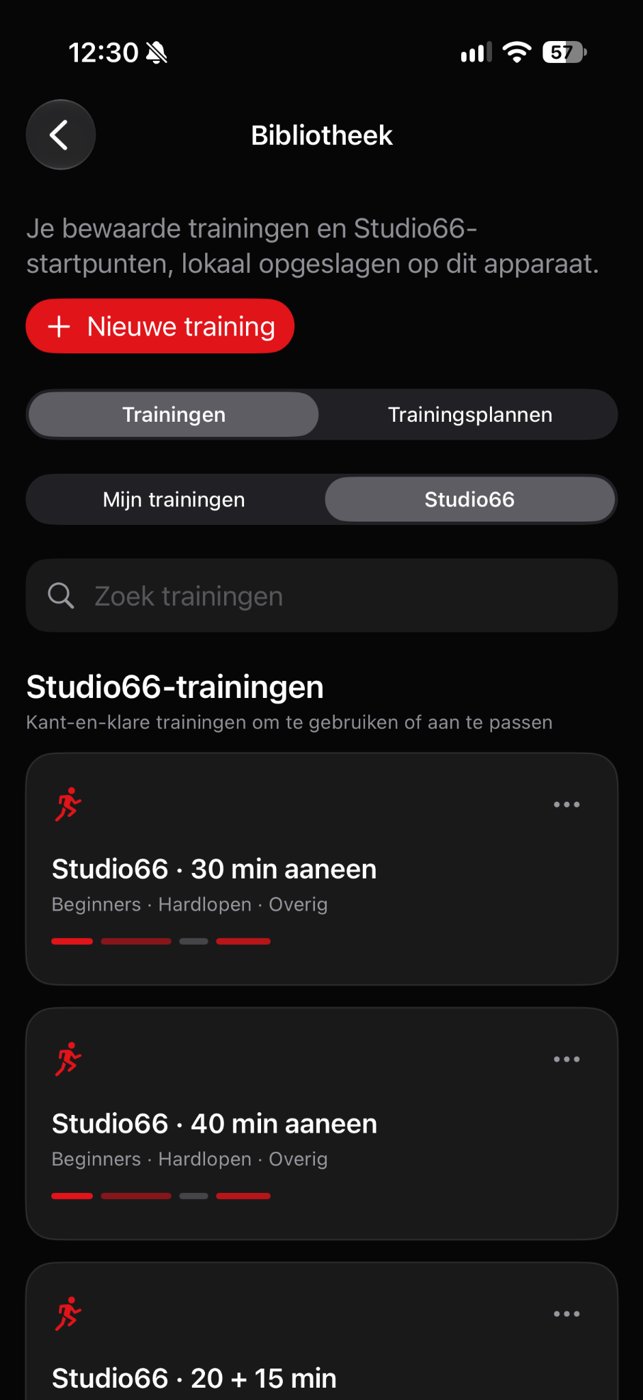 Workoutbibliotheek iPhone